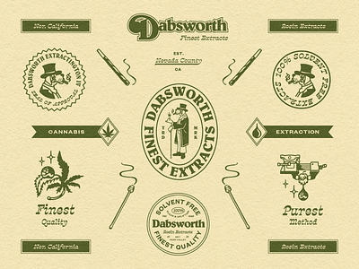 Dabsworth badge branding cannabis character classic graphic design icon illustration logo mascot typography vintage