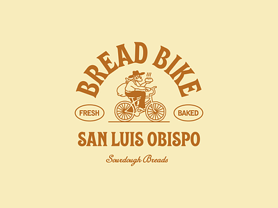 Bread Bike badge bicycle bike branding bread character graphic design icon illustration logo vintage