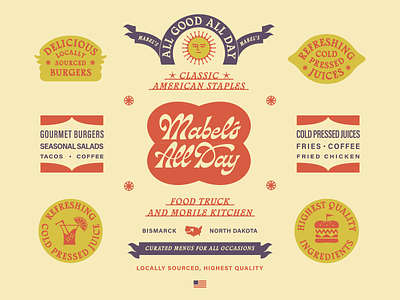 Mabel's All Day american badge branding character classic custom drawing food graphic design hand icon illustration lettering logo truck vintage
