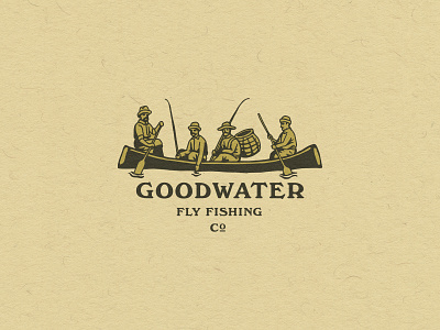 Goodwater badge branding camping fish fishing fly graphic design icon illustration logo nature outdoors river