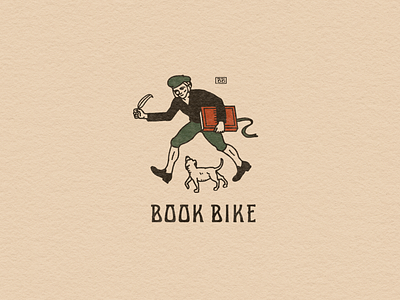 Book Bike badge bicycle bike book branding classic graphic design identity illustration lettering library logo mascot oldschool typography vintage