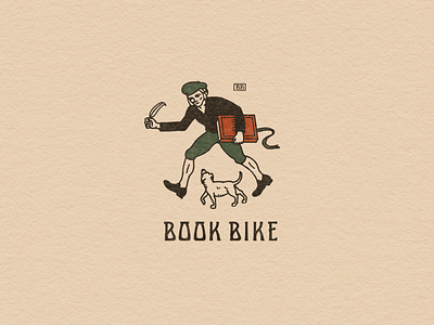 Book Bike badge bicycle bike book branding classic graphic design identity illustration lettering library logo mascot oldschool typography vintage