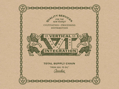 Vertical Integration animals badge branding cannabis classic design farm farming graphic design illustration industrial lettering logo marijuana plants type typography vintage weed