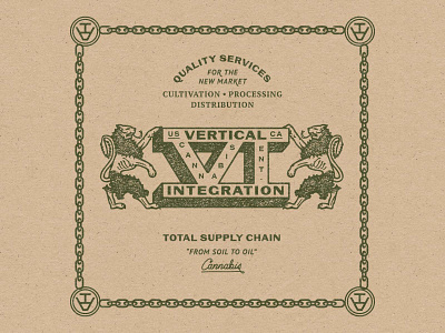 Vertical Integration animals badge branding cannabis classic design farm farming graphic design illustration industrial lettering logo marijuana plants type typography vintage weed