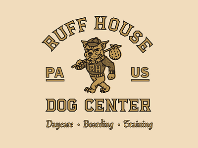 Ruff House animals badge branding college design dog dogs graphic design gritty highschool illustration lettering logo mascot oldschool pets tough typography vintage