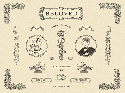 Beloved branding classic dark design drawn gothic graphic design hand illustration logo moody oldschool photographer photography retro skull snake tattoo vintage wedding