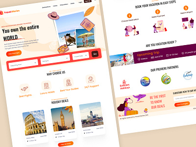 Landing Page - Holidays dailyui holidays landing page orange red tourism ui user interface vacation web design