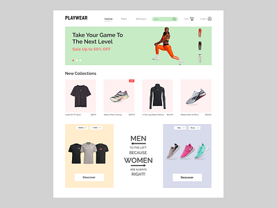 PLAYWEAR adidas design ecom ecomerce fitness green nike reebook store ui ux web website