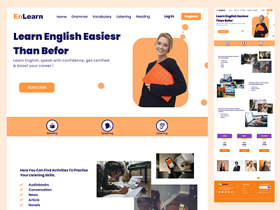 EnLearn course courses design e learning education english languages learning minimal online platform school study teaching ui ux web design website