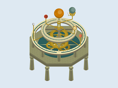 llustrations - Locations (alternative) flat galaxy icon illustration orrery planet retro shadow sketch wheel