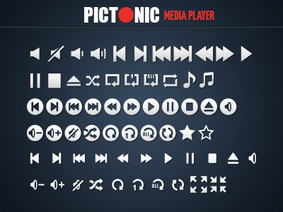 Pictonic - Font Icons: Media Player dingbat font icon iconset interface picto pictonic set svg ui ux