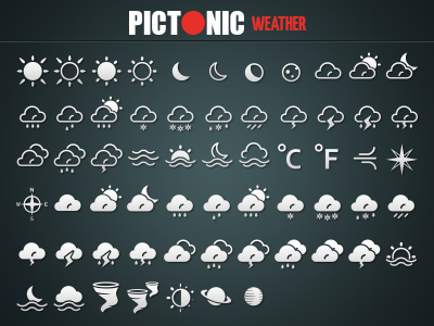 Pictonic - Font Icons: Weather dingbat font icon icon set interface picto pictonic set svg ui ux