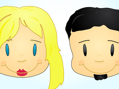 His And Her Face Illustrations blonde blue boy cartoon face girl hair illustration illustrator lines
