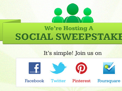 Sweepstakes connect facebook foursquare gradient green pinterest ribbon social stripes sweepstakes twitter