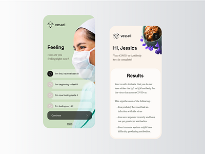 Vessel - COVID-19 App Test health health app health care healthcare medecine medical medicine mobile patient patient app patients product design rondesign test testing