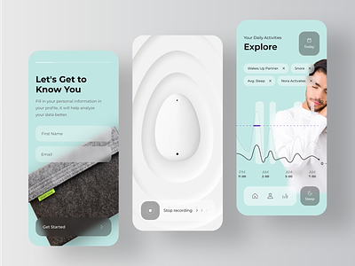 Smart Nora Health - Smart Sleep Tracking App device ehr emr health health app health care healthcare healthy medical medical app medical care mobile mobile app onboarding patient product design tracker tracking tracking app