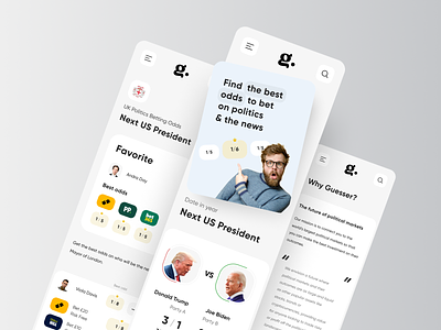 Guesser - Betting Platform Mobile Website bet bets betting bk bookmaker design gambling gaming political politics rondesign sport web webdesign