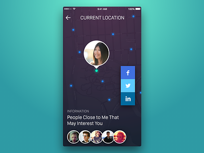 2nd Week (Sunday) - Dating App app dating facebook linkedin location mobile near profile rondesign twitter ui ux