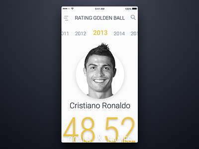 4th Week (Sunday) - Gold Ball Rating app ball football free gold list rating rondesign sketch themeforest ui