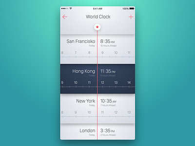 6th Week (Friday) - World Clock app clock free global mobile sketch themeforest time time zone timezone watch zone