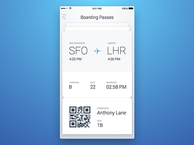 7th Week (Wednesday) - Booking App airline app boarding booking free mobile pass rondesign sketch themeforest ticket time