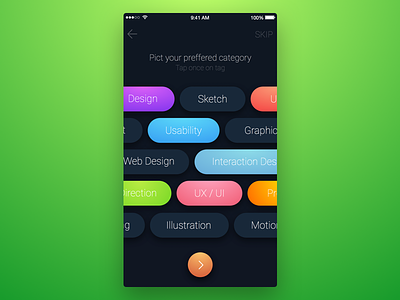 8th Week (Saturday) - Tags app categoty free mobile rondesign sketch themeforest ui