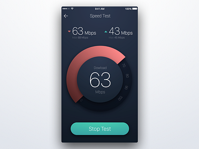 9th Week (Monday) - Speed Test app free internet mbps mobile rondesign sketch speed test test themeforest