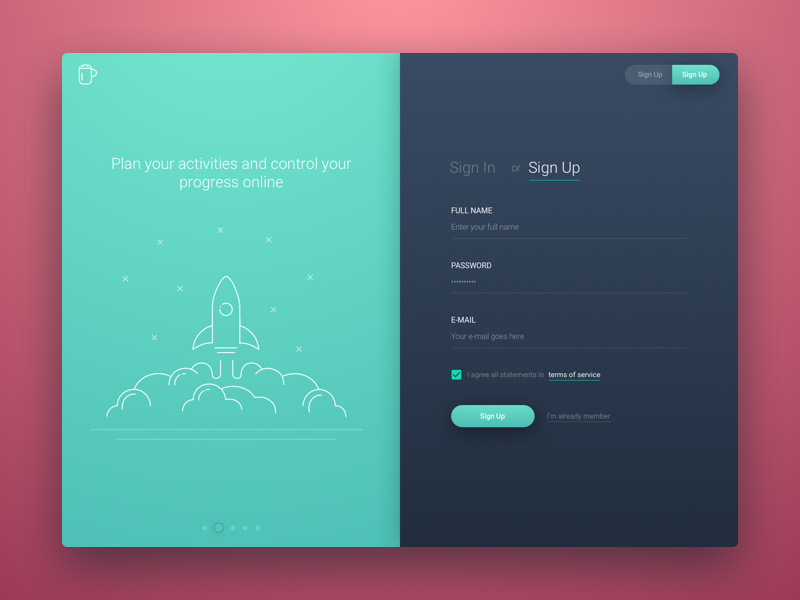 Task Manager Concept - Sign Up by RD UX/UI for RonDesignLab on Dribbble