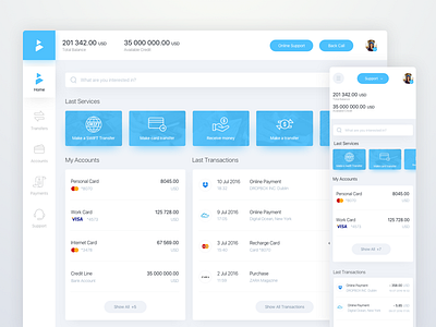 Online Banking Dashboard accounting bank bills budget california card expenses finance fintech money pay payment rondesign spending stats transaction transactions wallet