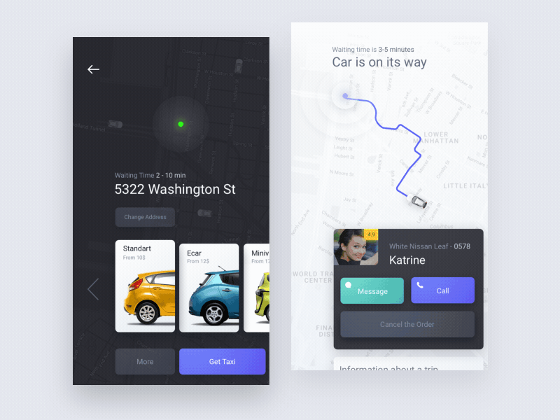 Animation Taxi App Design