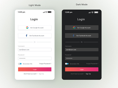 Login UI for Mobile App app design design mobile app ui ux