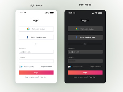 Login UI for Mobile App