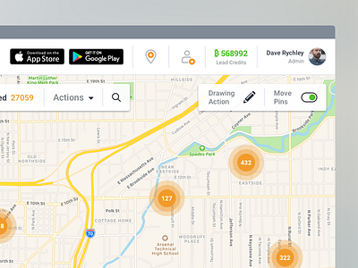 Dashboard Map View apple clean dashbaord green ios map orange pins profile search ui ux