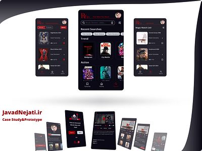 RED, a Movie Trailer App app design movie ui ux