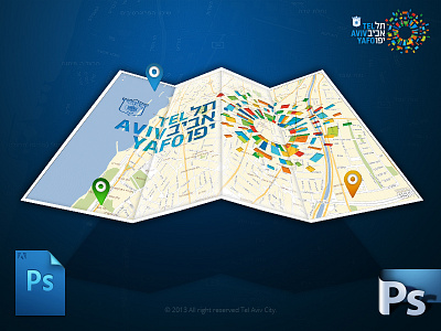 GIS Tel Aviv Logo Map PSD Free :) 3d free geo localization gis icon map mapping pin poi psd streets tel aviv