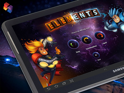 ELEMENTS Game & Characters Design :D app character elements fire galaxy game ice planets power space superman water