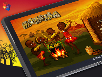 Mancala Edutainment Tablet App :) africa app corn dance educational edutainment fire game illustration mancala play tablet