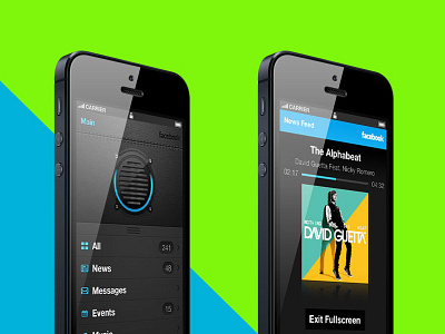 Wondercool app command cool equalizer feed fullscreen icons notifications player skeomorphism speaker voice