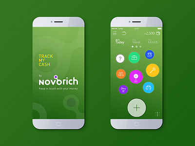 Track My Cash Mobile App by Novorich bills cash expense filter green money receipt salary timeline touch track wallet