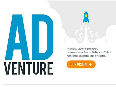 Avantis | Move Forward :) ad adventure avantis button daring homepage intro journey rocket typo venture vision