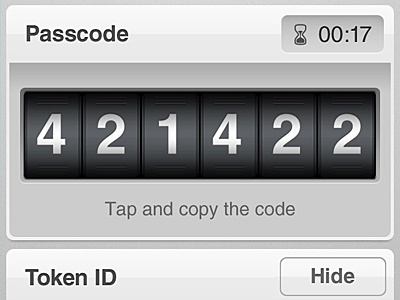 Mobile App. Counter Style Password & Token ID :) android app code cool copy counter deiner design dray erik fine grey gui hide hypera id ilan inkod iphone mobile numbers password secret style tap time ux