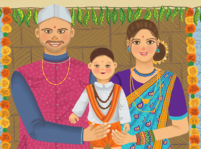 Say Cheese character design couple family family illustration family portrait home illustrator love marathi memories mother and child portrait smile together