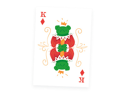 The Frog King animal cards illustration king playing vector