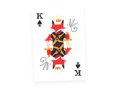 The Foxy King cards fox illustration king playing vector