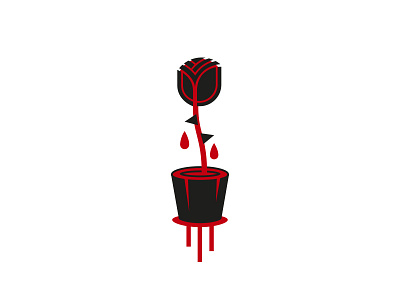 Rose black geometric illustration minimal red rose vector