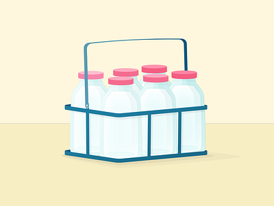 Fresh milk home delivery! blue bottle flat icon illustration milk modern simple web white