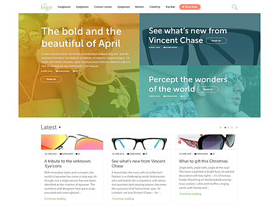 Blog concept no.2 blog colours eyewear home landing layout magazine modern news page sunglasses web