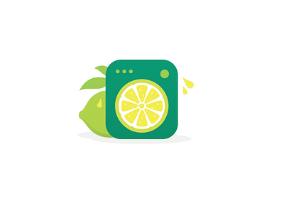 Logo Concept flat fresh green juice lemon lime logo modern simple washmachine