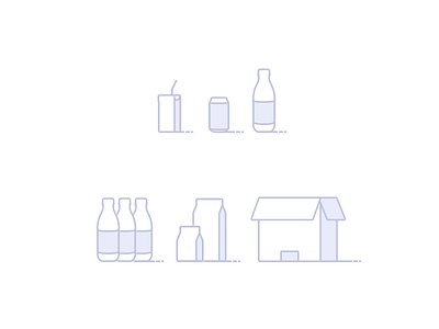 Products beverages box can container flat icons illustration milk minimalistic paper products simple