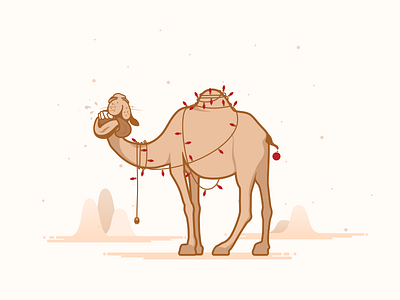 Camel Christmas Card arabic camel card christmas desert funny illustration lights new print web year